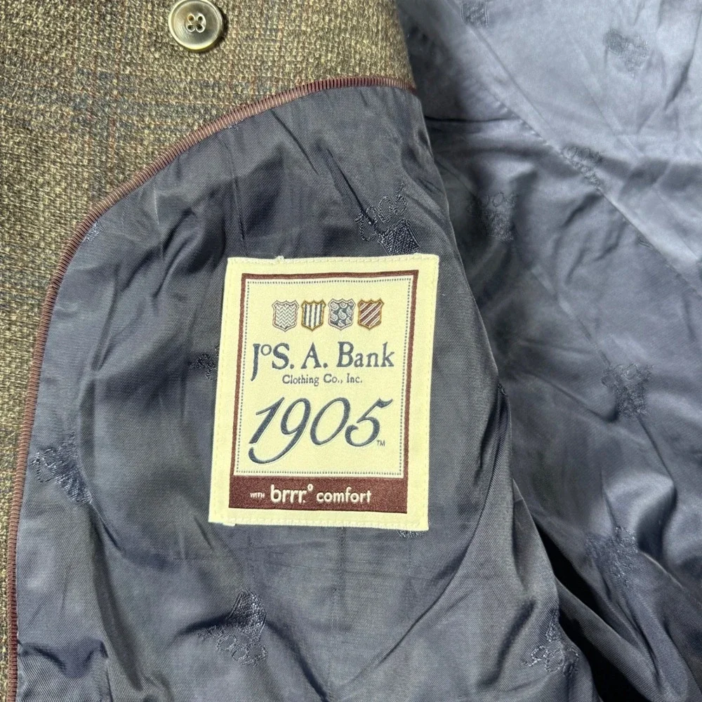 Jos. A. Bank Brrr Comfort Blazer Mens 46R Brown Tailored Wool Blend Sport Coat